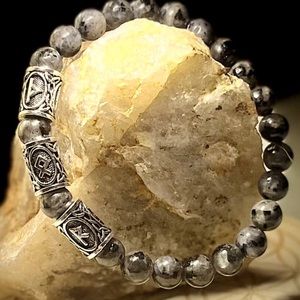 Larvikite Crystal Runic THOR bracelet